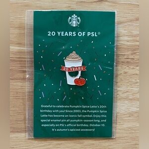 New Sealed Starbucks 20 Years of PSL Anniversary Lapel Apron Pin